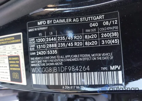 2013 Mercedes-Benz Glk 350 4Matic from USA, damaged, VIN WDCGG8JB1DF984264